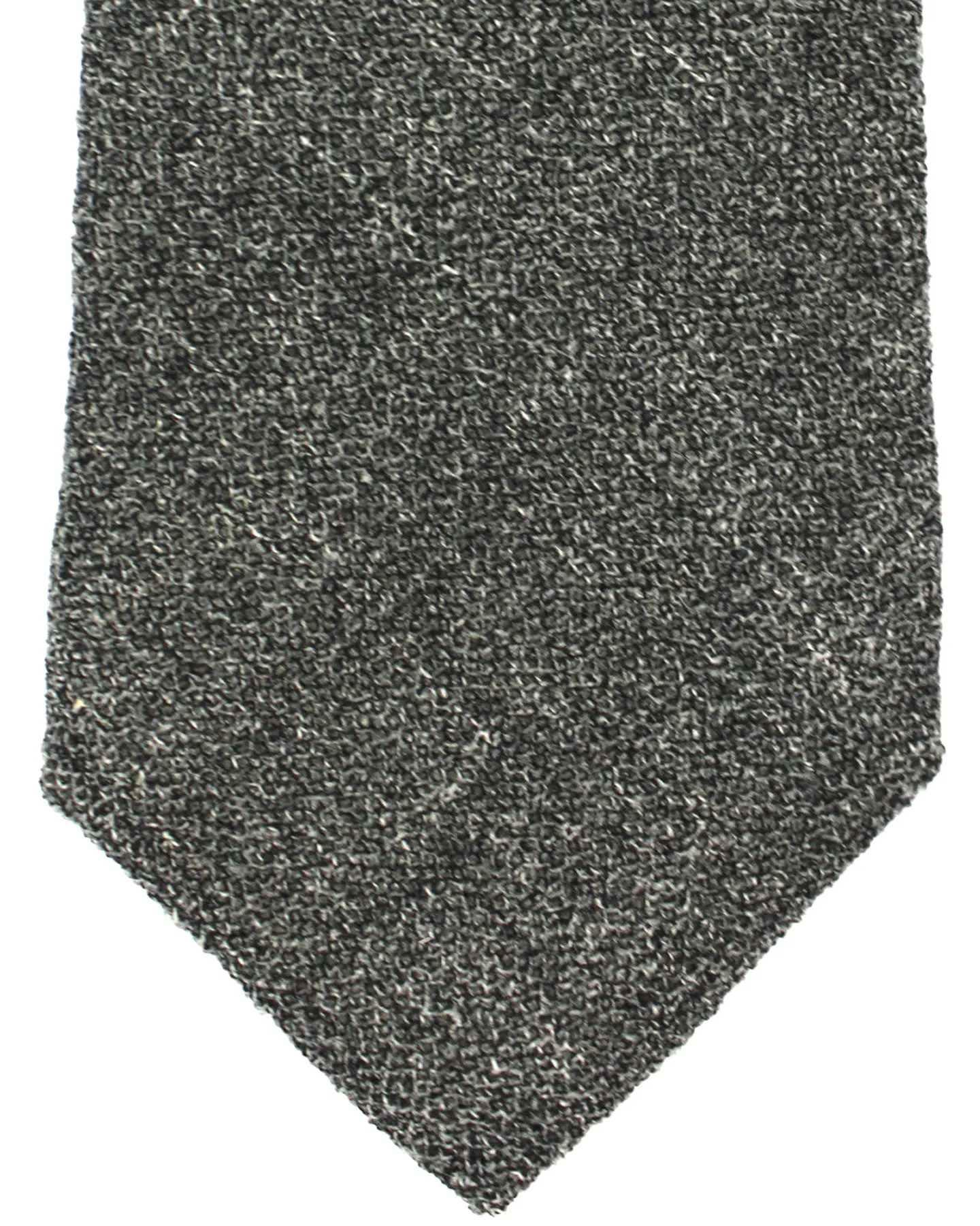 Isaia Tie Charcoal Gray Pattern Design - Sartorial 7 Fold Necktie