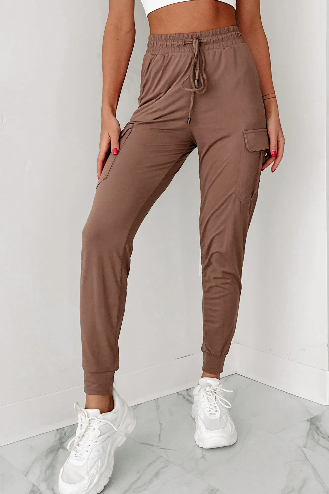 Just Kickin' It Buttery Soft Cargo Joggers (Mocha)