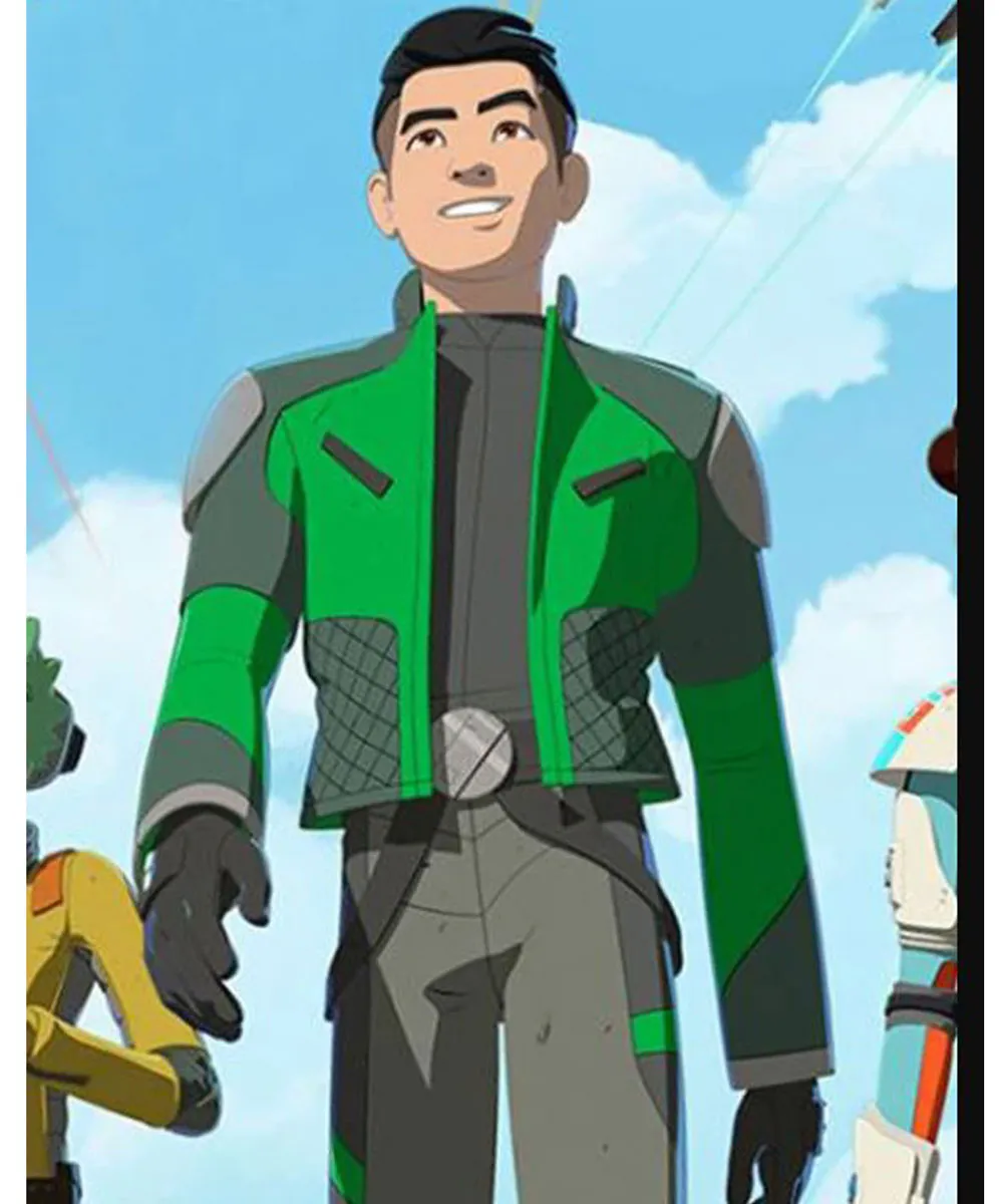 Kazuda Xiono Star Wars Resistance Green Leather Jacket