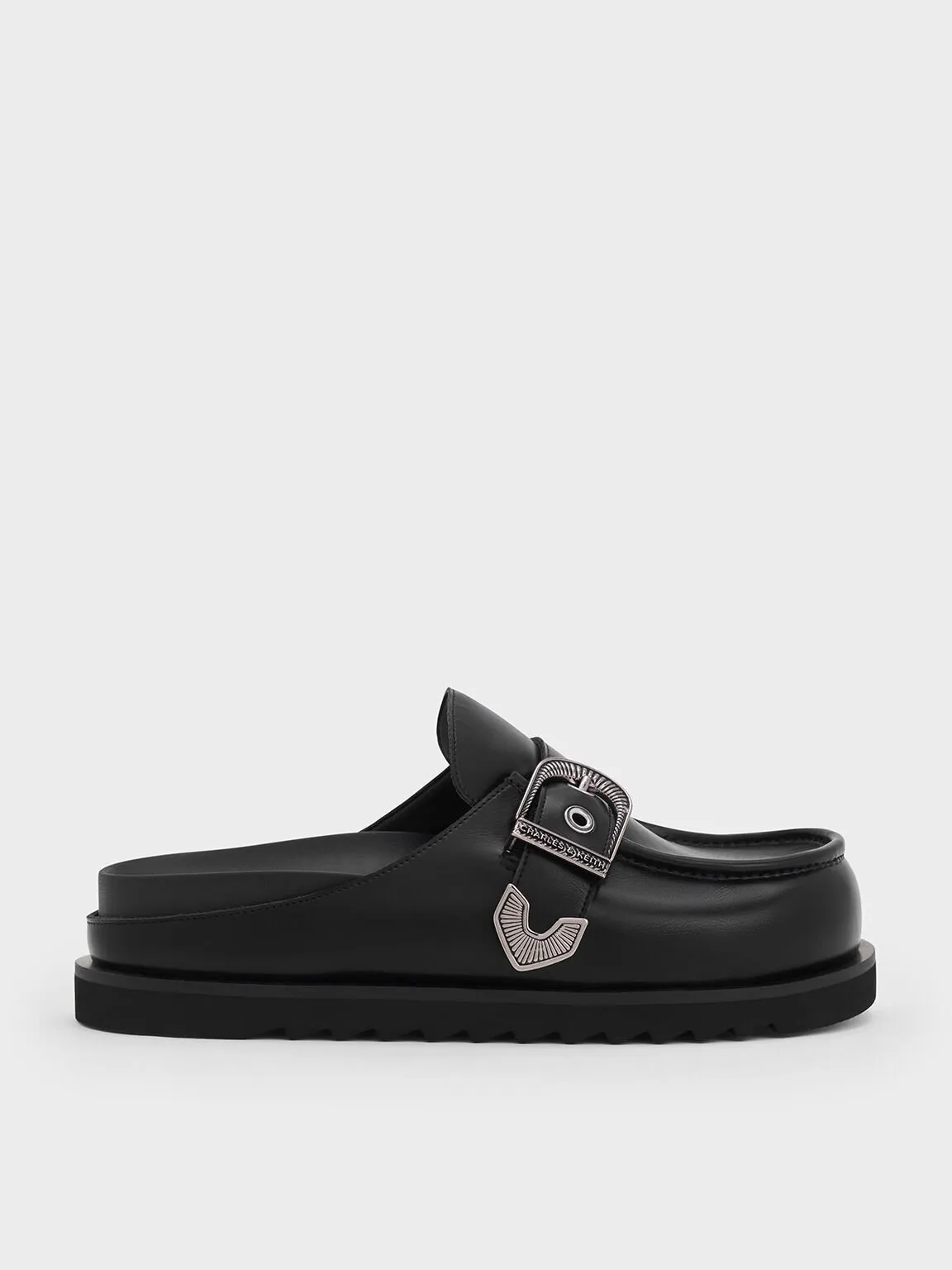 Kirke Buckle-Strap Flatform Mules - Black