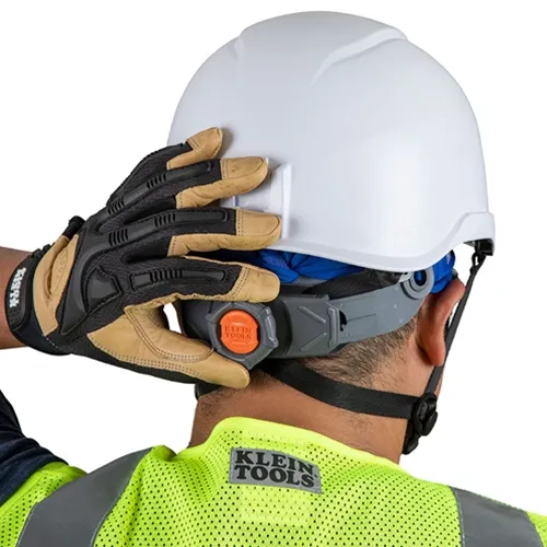 Klein Type-2 Non-Vented Class-E Safety Helmet, White With Headlamp 60525