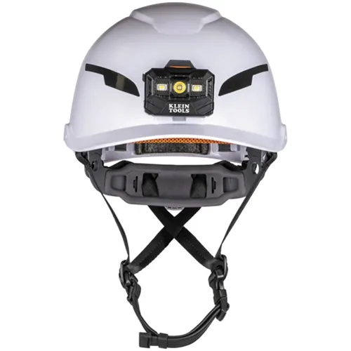 Klein Type-2 Non-Vented Class-E Safety Helmet, White With Headlamp 60525