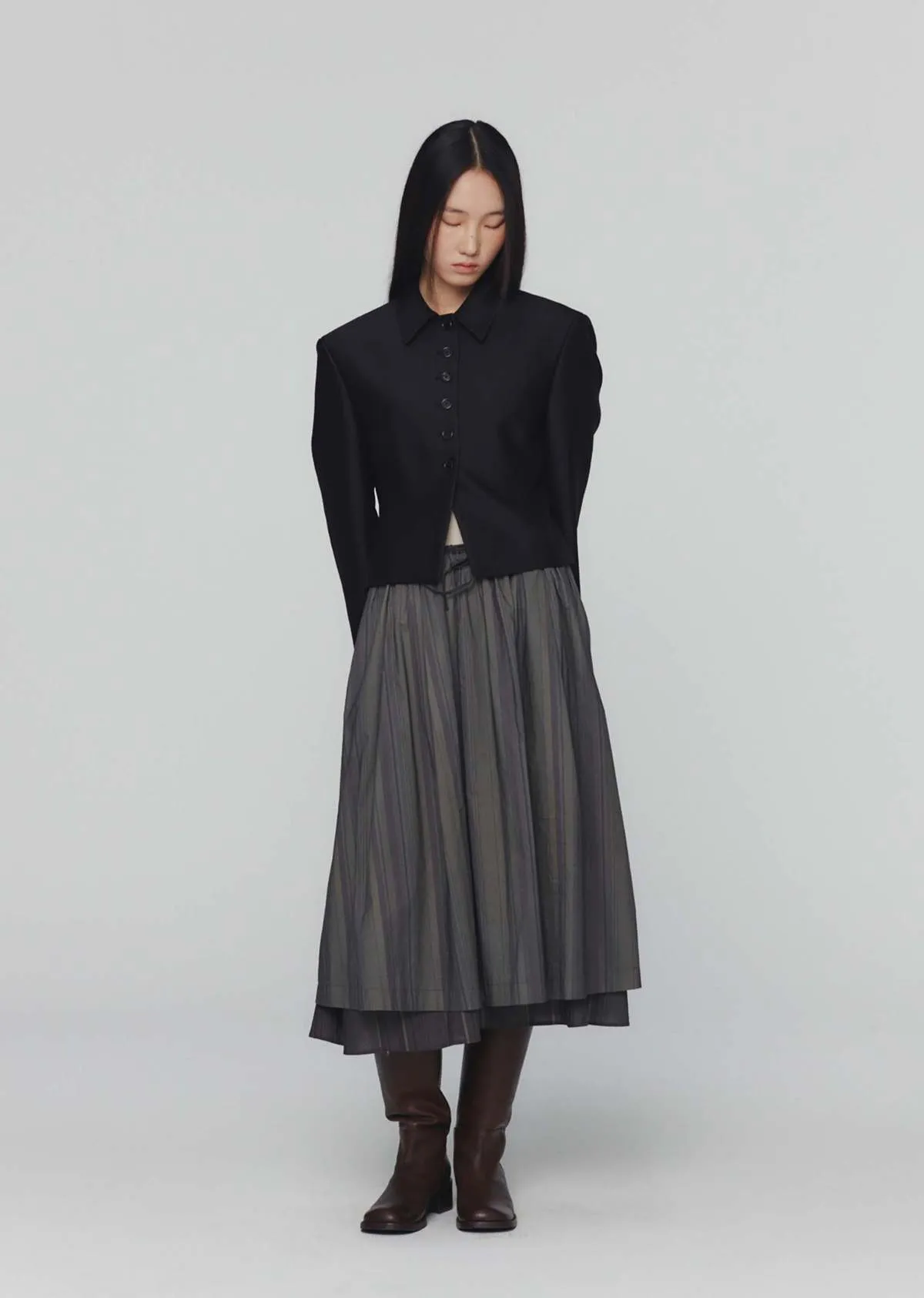 Layered Skirt - Grey Stripe