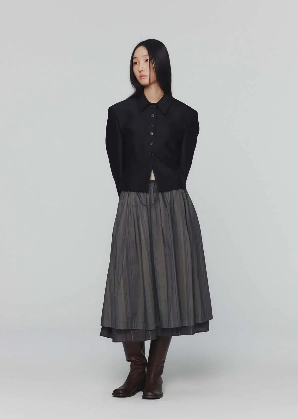 Layered Skirt - Grey Stripe