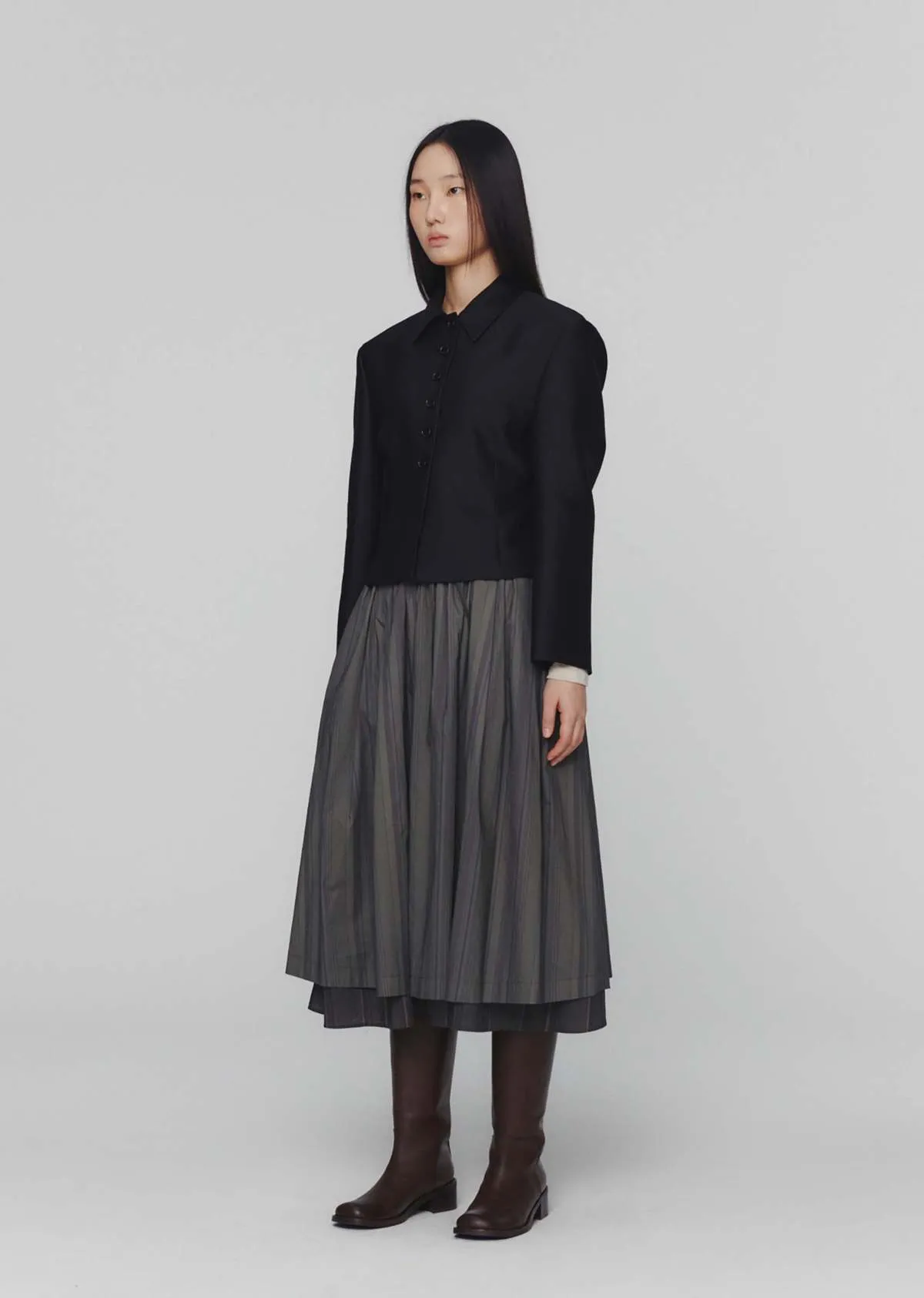 Layered Skirt - Grey Stripe