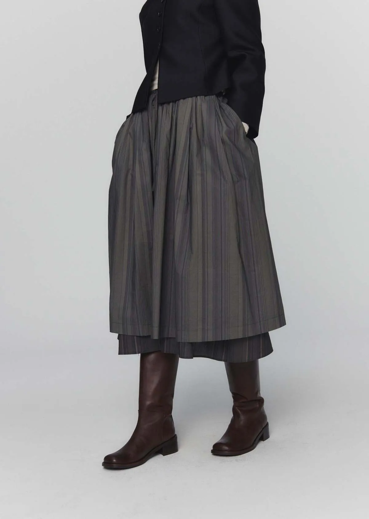 Layered Skirt - Grey Stripe