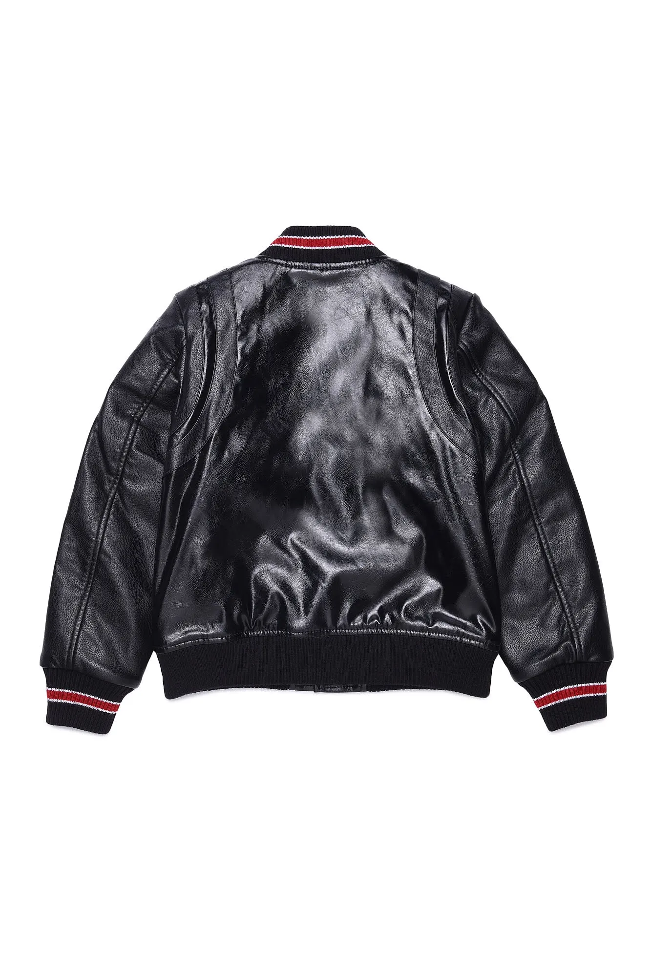 Leather Look Button Up Black Jacket