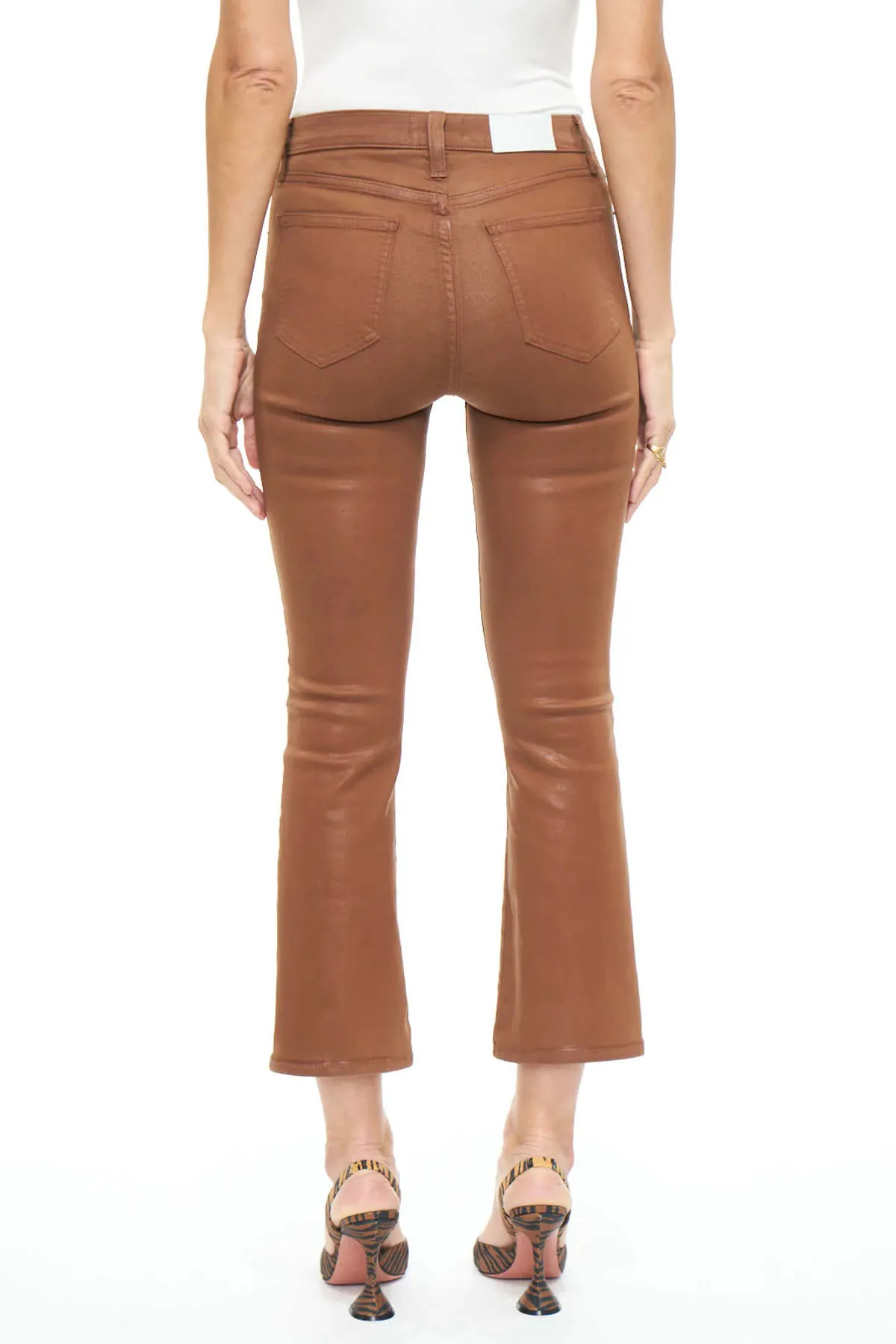 Lennon High Rise Crop Boot - Coated Cognac