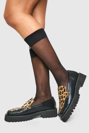 Leopard Contrast Chunky Loafers