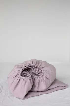 Linen fitted sheet in Dusty Rose
