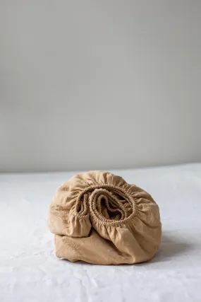 Linen fitted sheet in Mustard