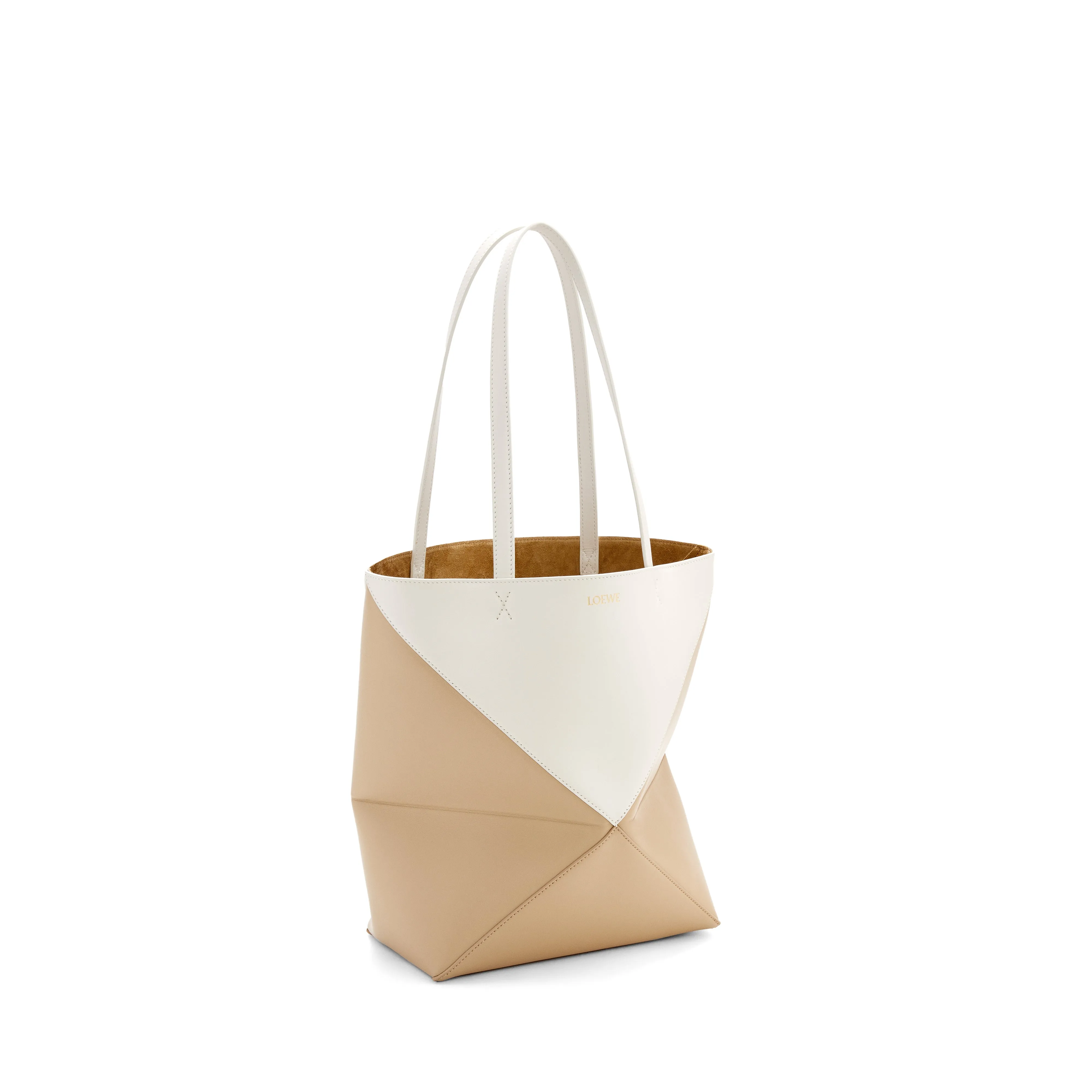 Loewe Puzzle Fold Tote Bicolour Medium  Soft White / Paper Craft