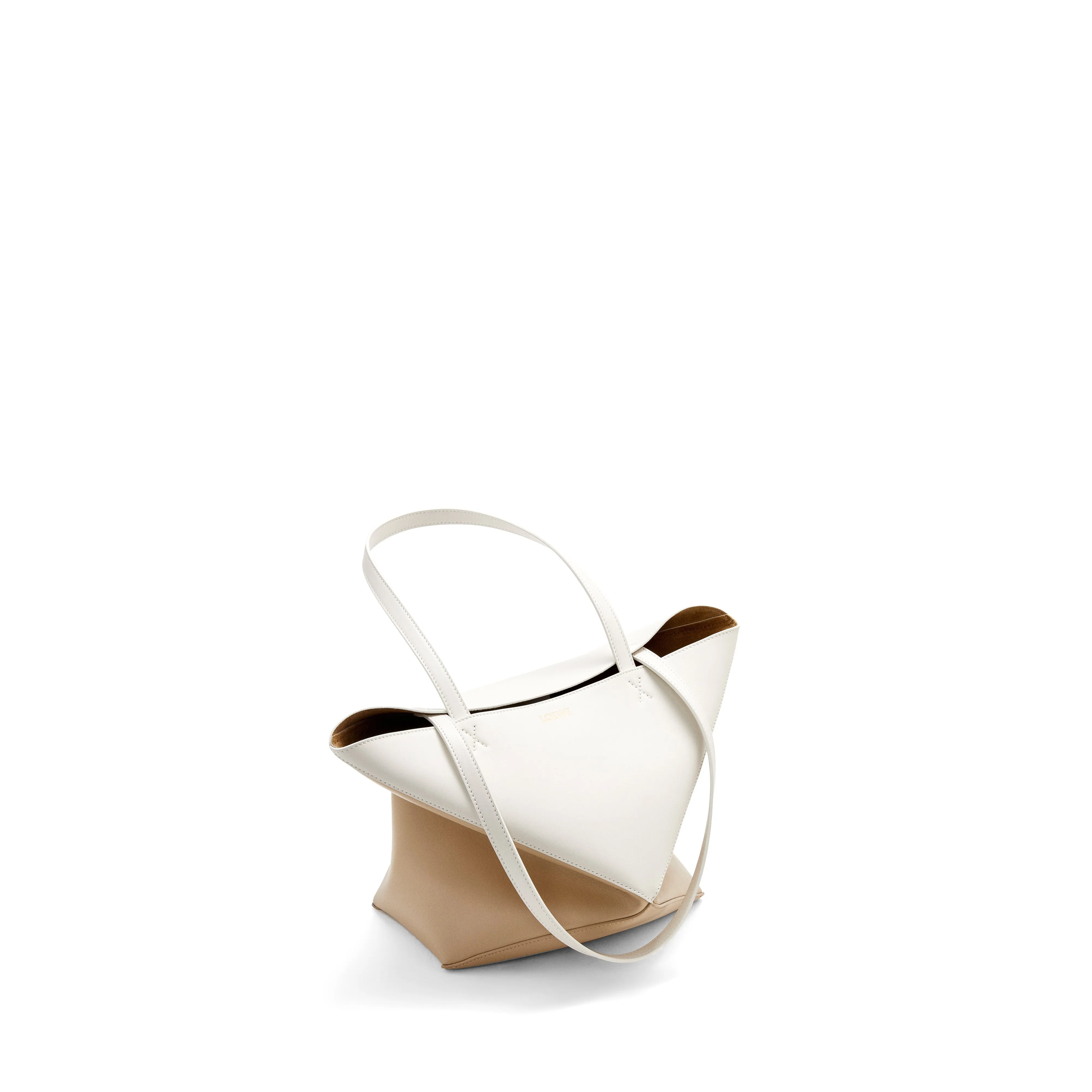 Loewe Puzzle Fold Tote Bicolour Medium  Soft White / Paper Craft