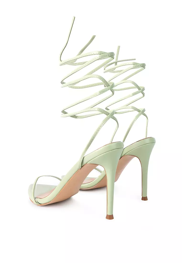 London Rag Pastel Mint High Heeled Lace Up Sandals