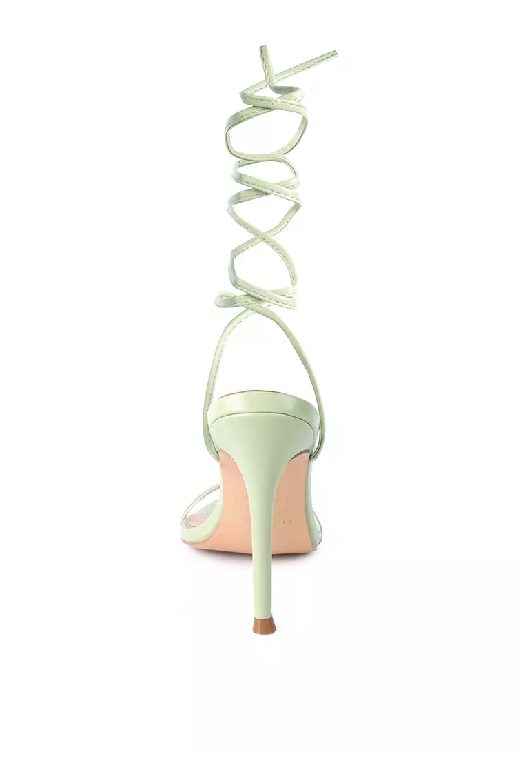 London Rag Pastel Mint High Heeled Lace Up Sandals