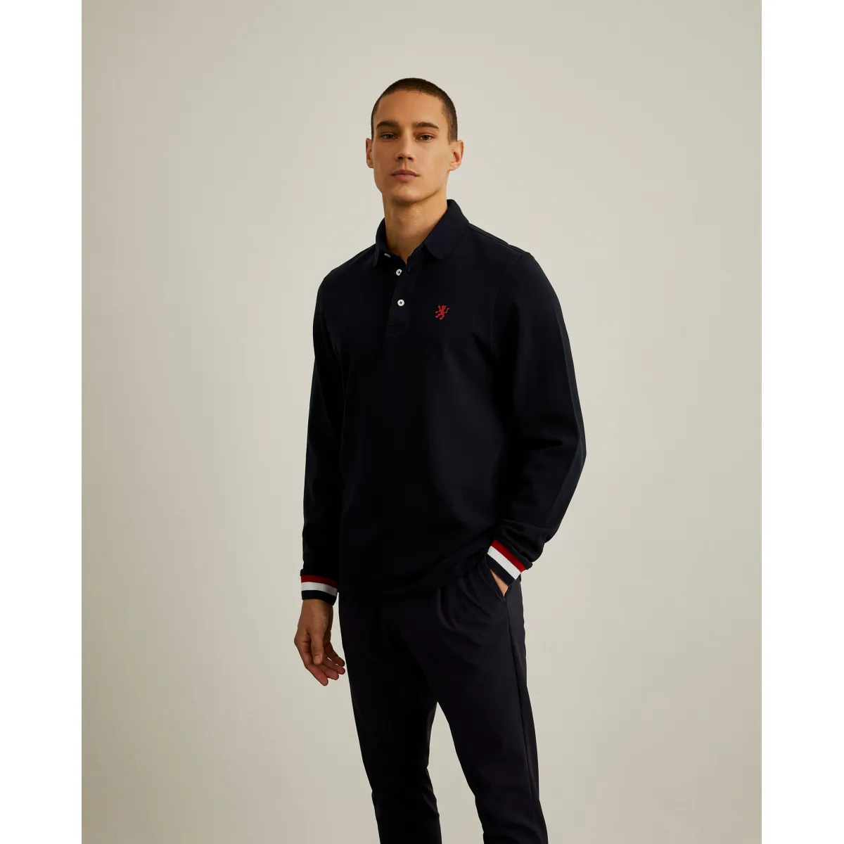 Long-sleeve regular fit polo shirt