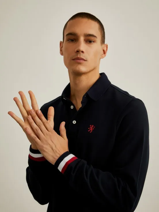 Long-sleeve regular fit polo shirt