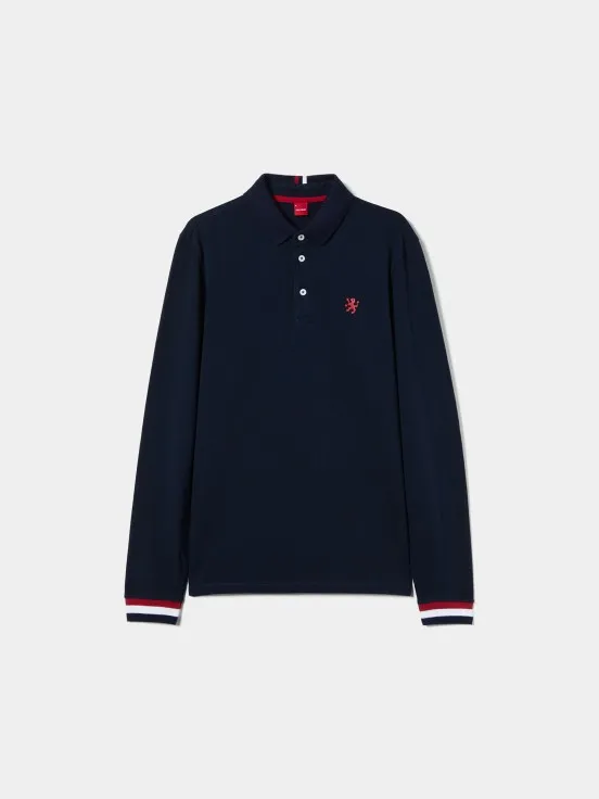 Long-sleeve regular fit polo shirt