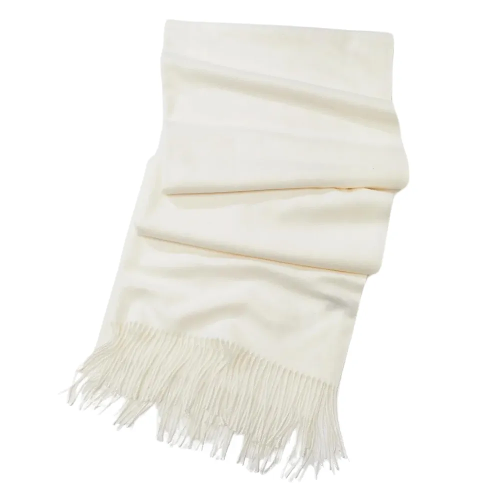 Look by M Soft Basic Cream Cashmere Scarf (Women's)