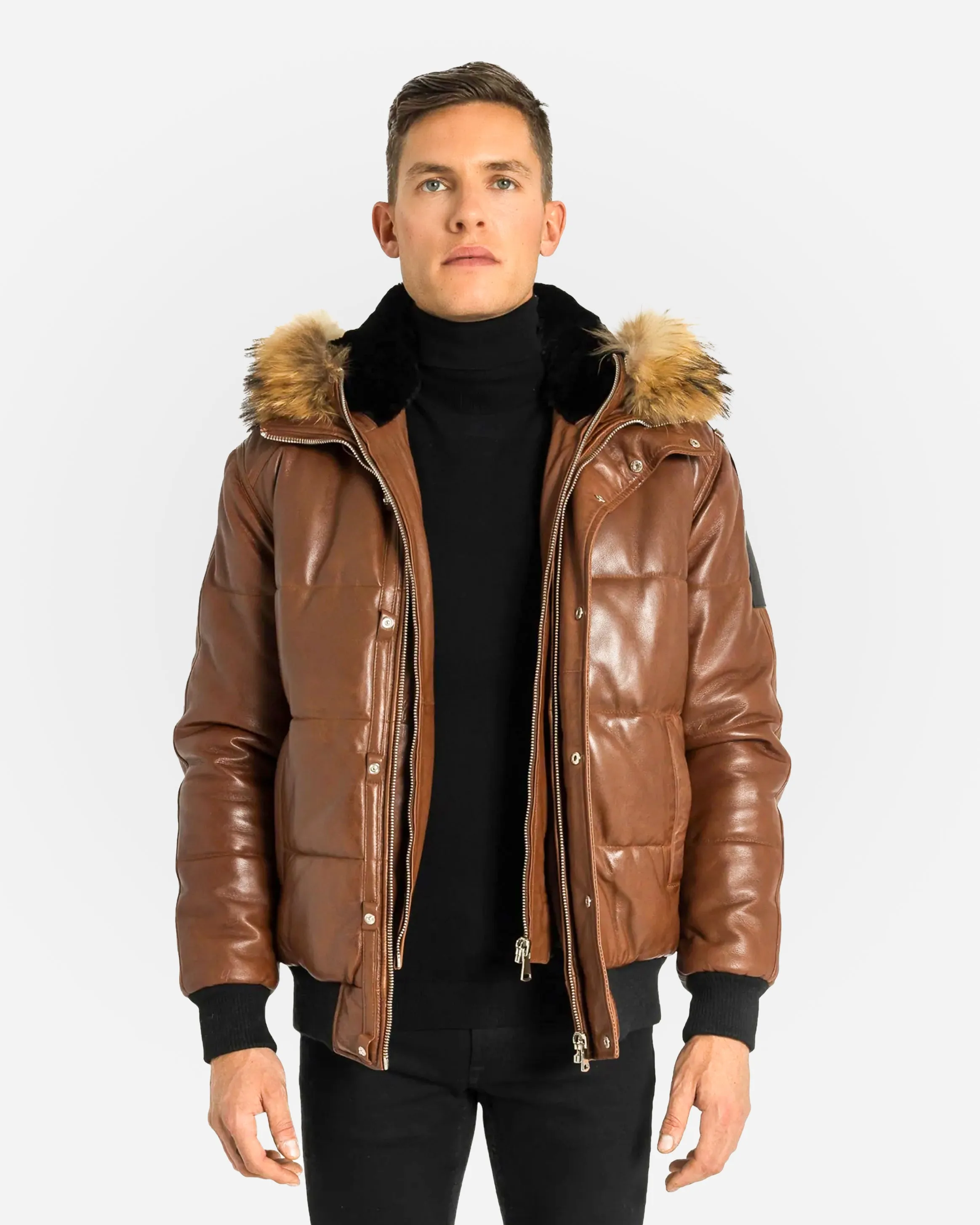 Lorenzo Down Bomber Leather Jacket