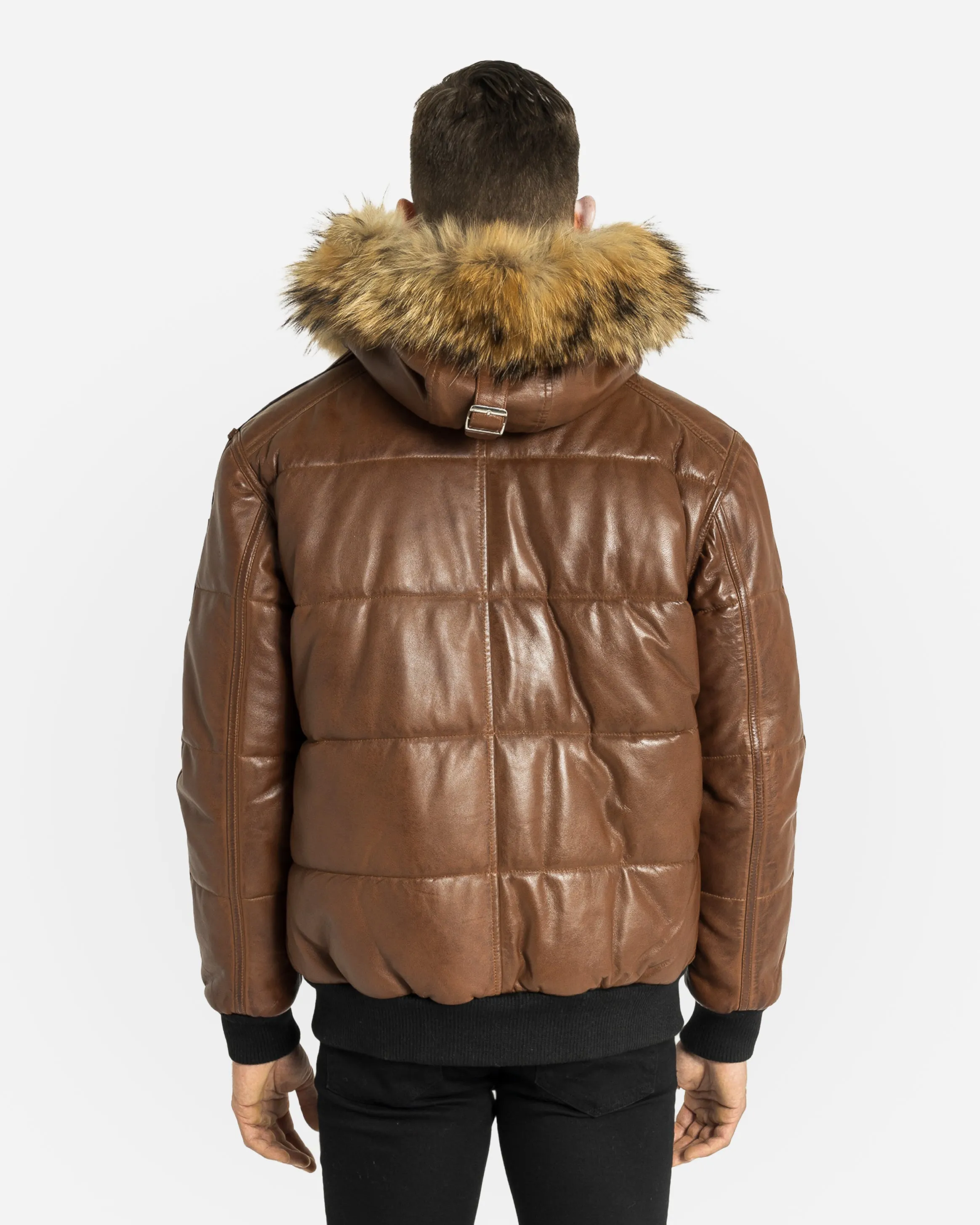 Lorenzo Down Bomber Leather Jacket