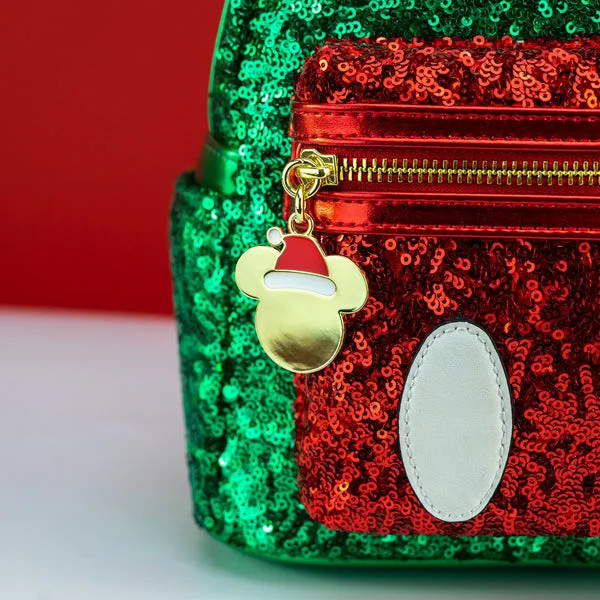 Loungefly x Disney Mickey Mouse Red and Green Sequin Mini Backpack