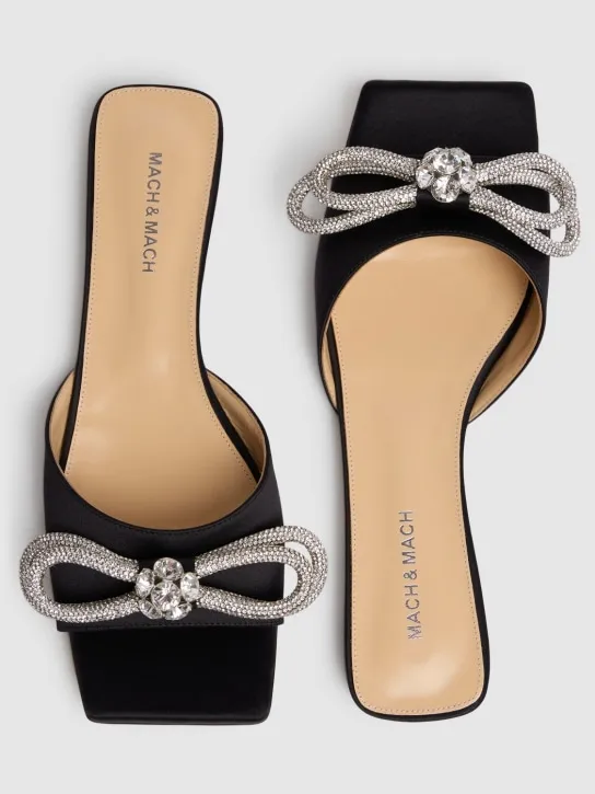 Mach & Mach   10mm Double Bow satin slide sandals 