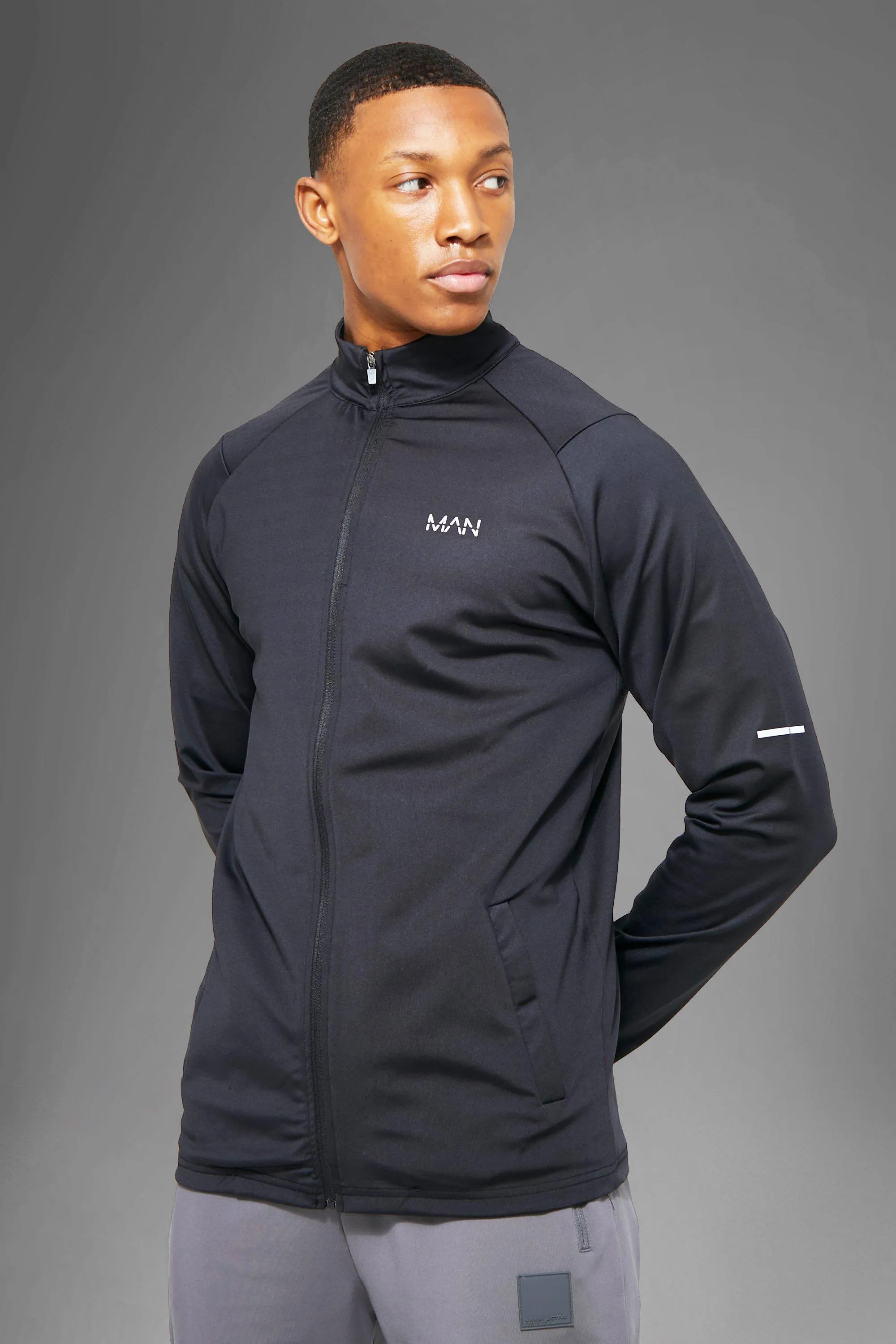 Man Active Gym Zip Through Track Jacket | boohooMAN UK