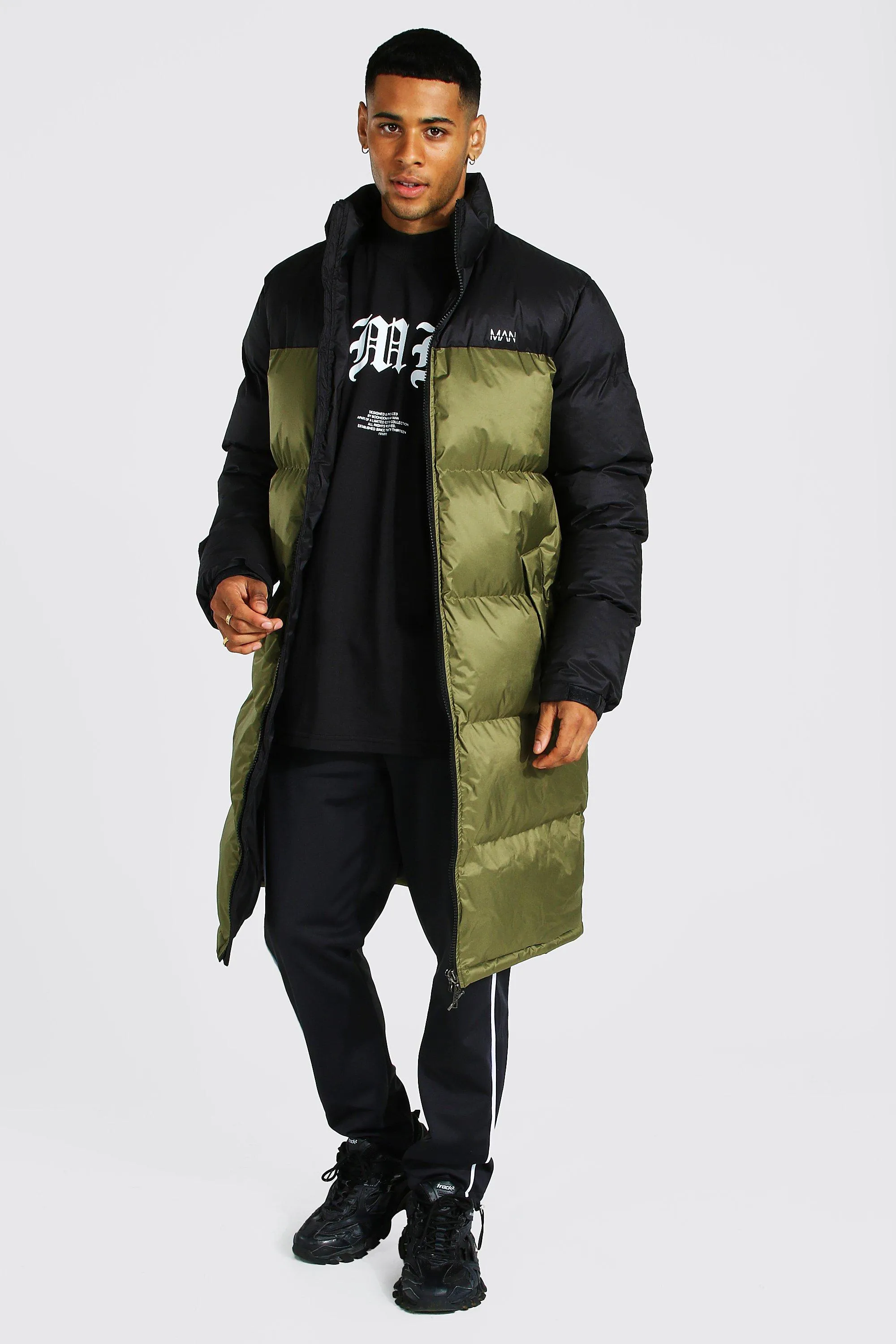 Man Dash Colour Block Longline Puffer