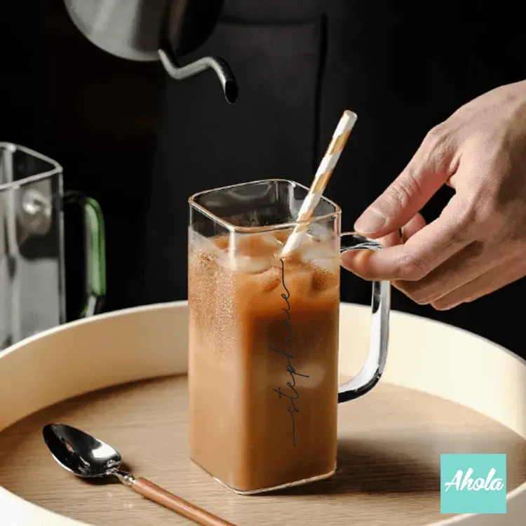 【Mason】Personalizable Clear Square Glass Mug 方形玻璃杯