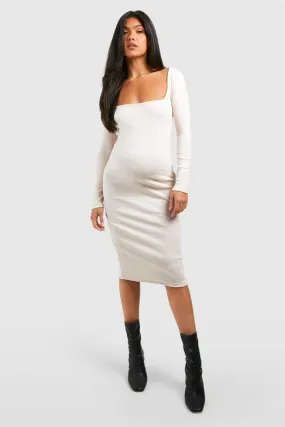 Maternity Basic Square Neck Midi Dress