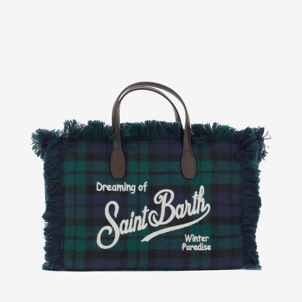 MC2 SAINT BARTH - Check Wool Leather Tote Handbag