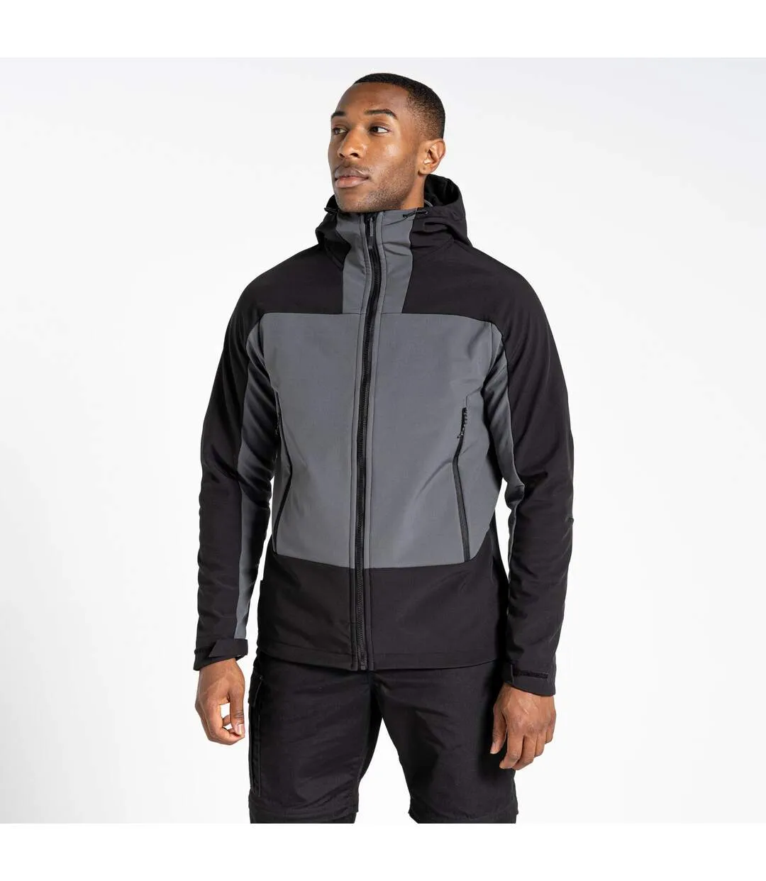 Mens expert softshell hooded active soft shell jacket carbon grey/black Craghoppers
