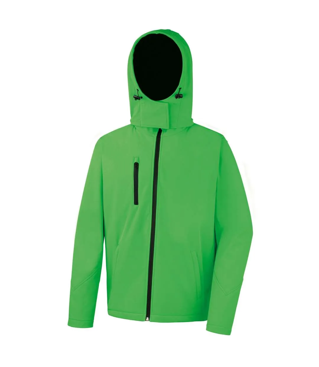 Mens hooded soft shell jacket vivid green/black Result Core