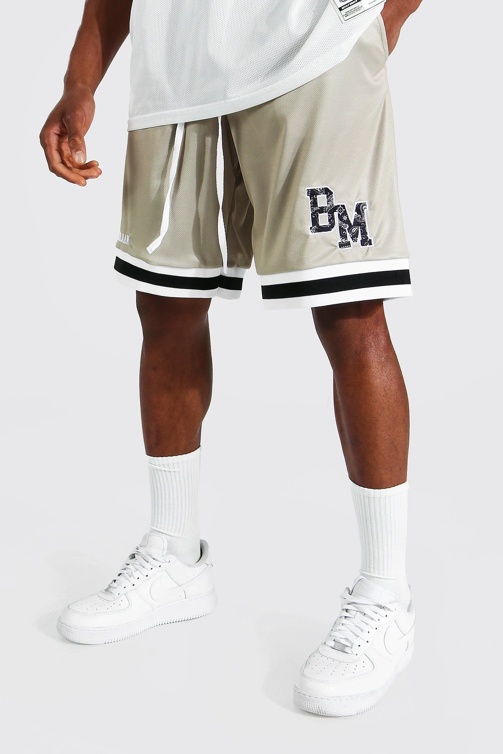 Mesh Basketball Shorts With Bandana Badge