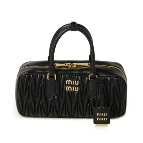 MIU MIU  Women's Arcadie Matelassé Nappa Leather Bag Black 