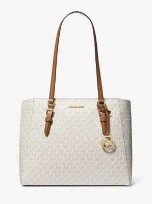 MK Charlotte Large 3-in-1 Signature Logo Tote Bag - Natural - Michael Kors