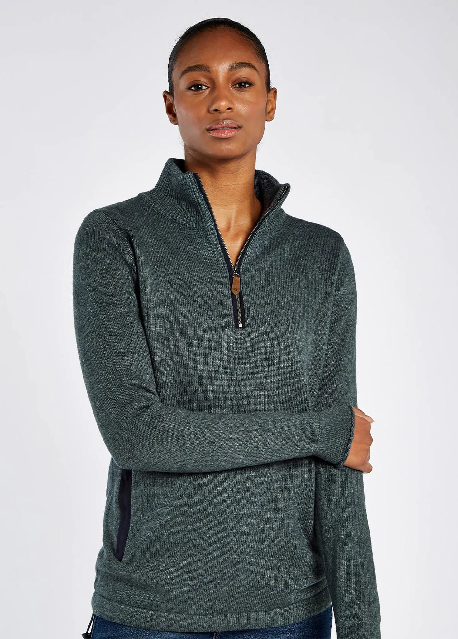 Morrisey Zip Neck Sweater - Dark Pebble