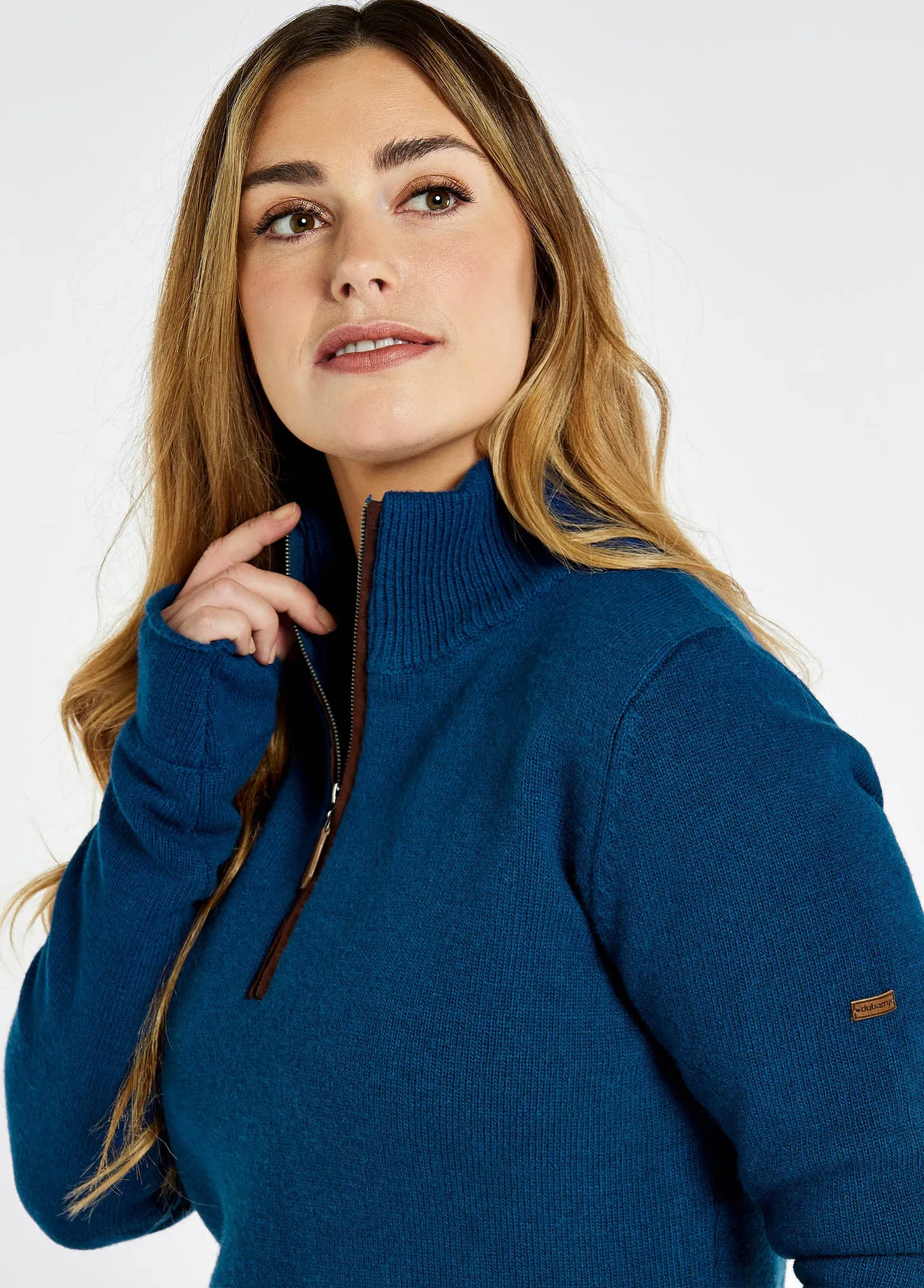 Morrisey Zip Neck Sweater - Peacock Blue