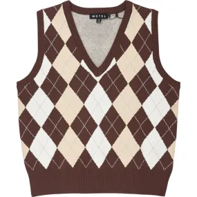 Motel Brown Sami Argyle Knit Vest