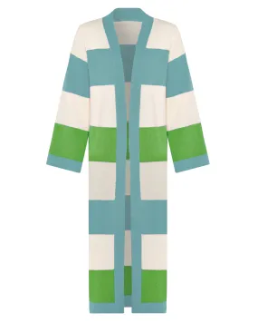 Multicolour Striped Cardigan Long Green & Teal