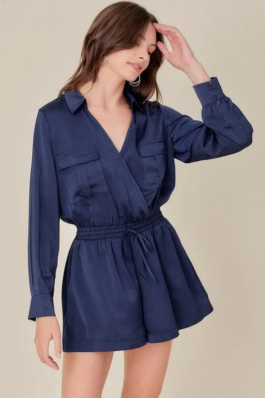 Mustard Seed Pocket Front Overlap Safari Romper