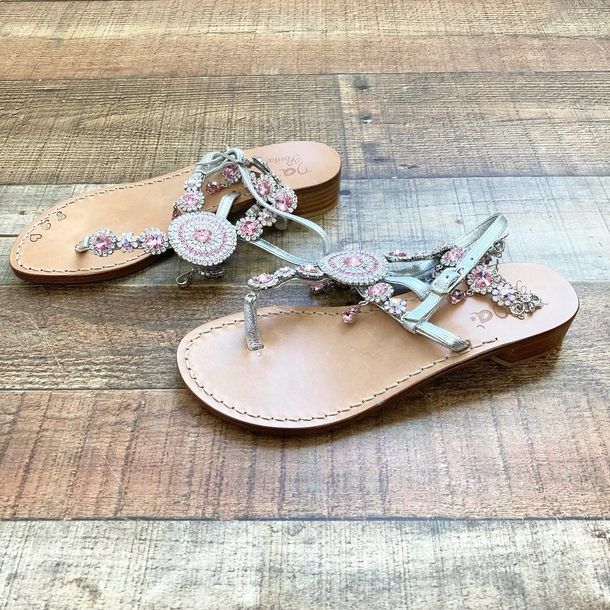 Nana Positano Engraved CB Heart Jewel Sandals- Size 37