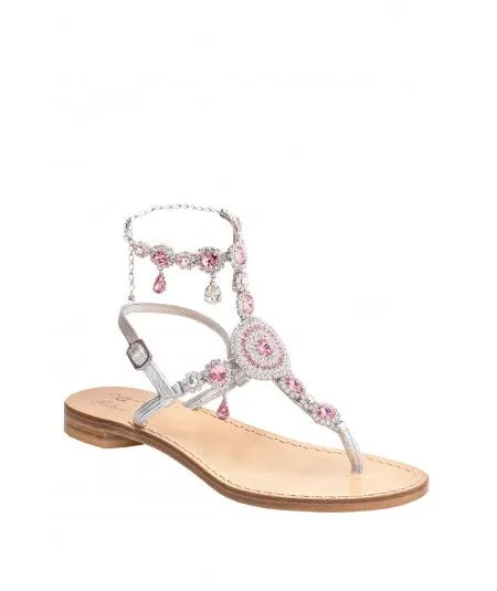 Nana Positano Engraved CB Heart Jewel Sandals- Size 37