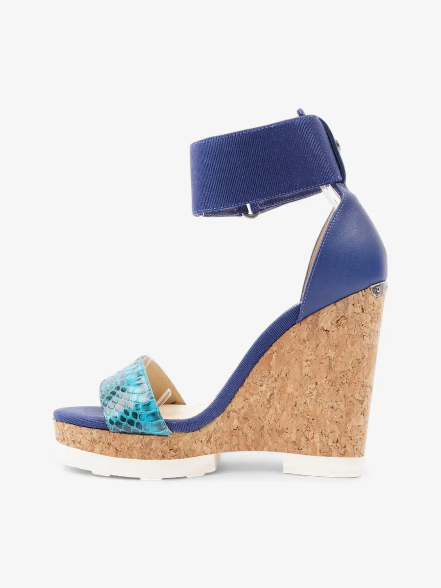 Neston Platform Wedge Sandals 120 Blue  Python EU 37 UK 4