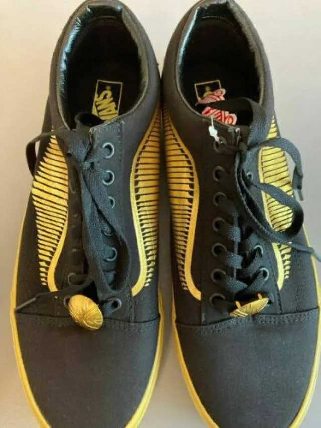 New vans x harry potter golden snitch old skool black/gold golden hp mens unisex