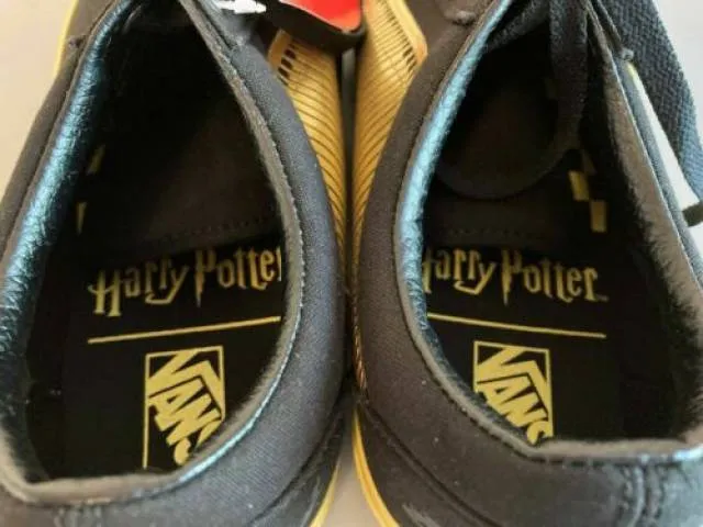 New vans x harry potter golden snitch old skool black/gold golden hp mens unisex