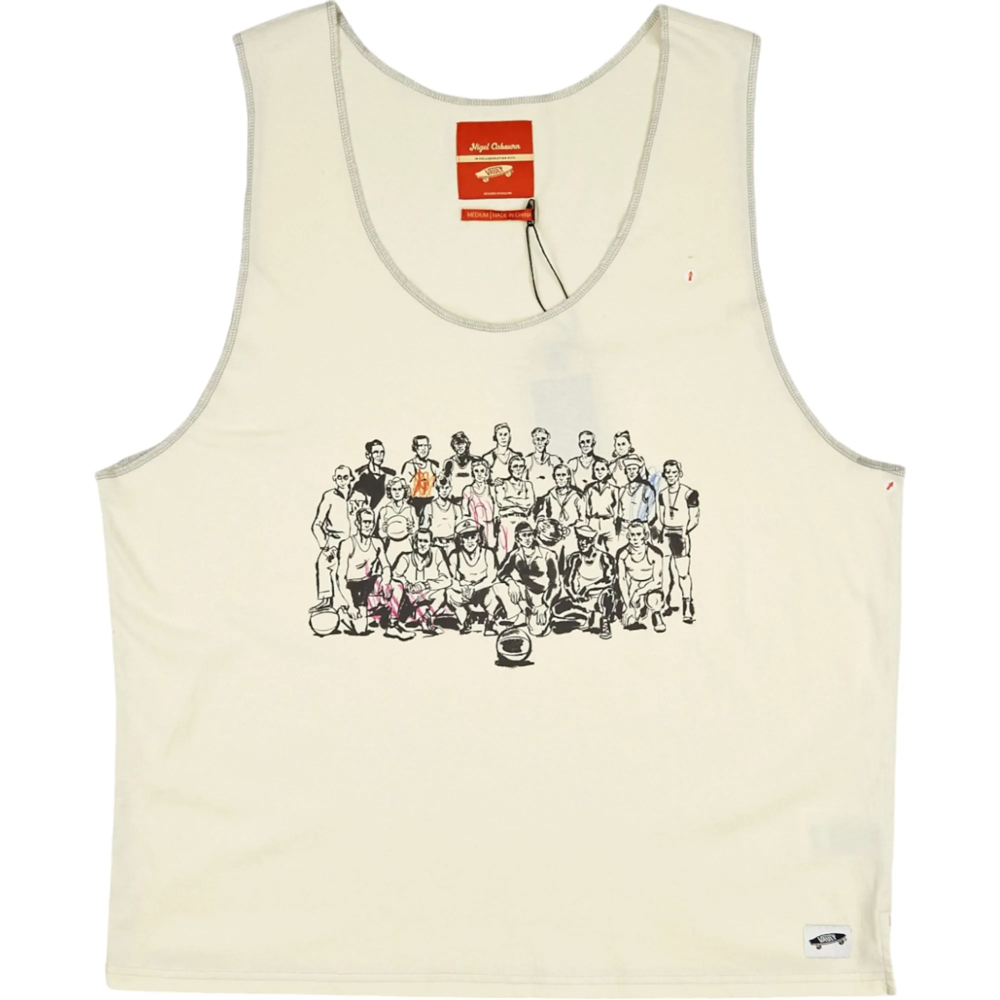 Nigel Cabourn Cream Graphic Vest Medium