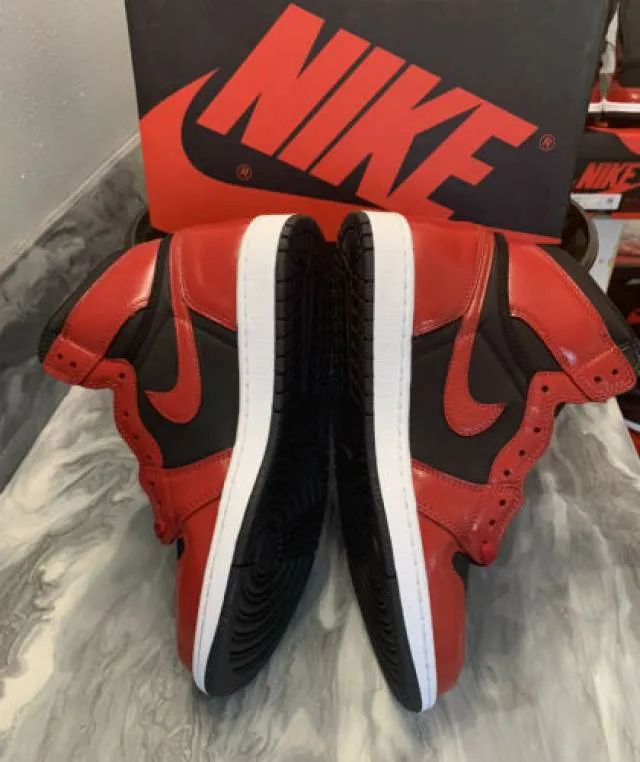 Nike Air Jordan 1 High OG Black Satin Varsity Red Custom...