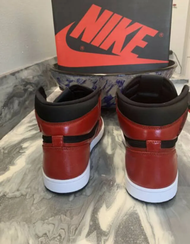Nike Air Jordan 1 High OG Black Satin Varsity Red Custom...